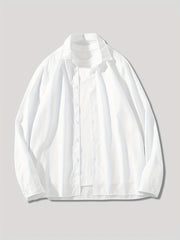 Men's Solid Print Casual Button Up Shirt for Spring Summer