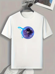 Space Age Print Men's Comfy T shirt Active Slightly Stretch Tee