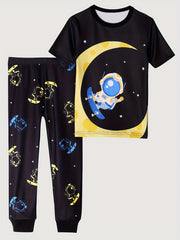 Boy's 2pcs Astronaut Skateboard Pajama Set