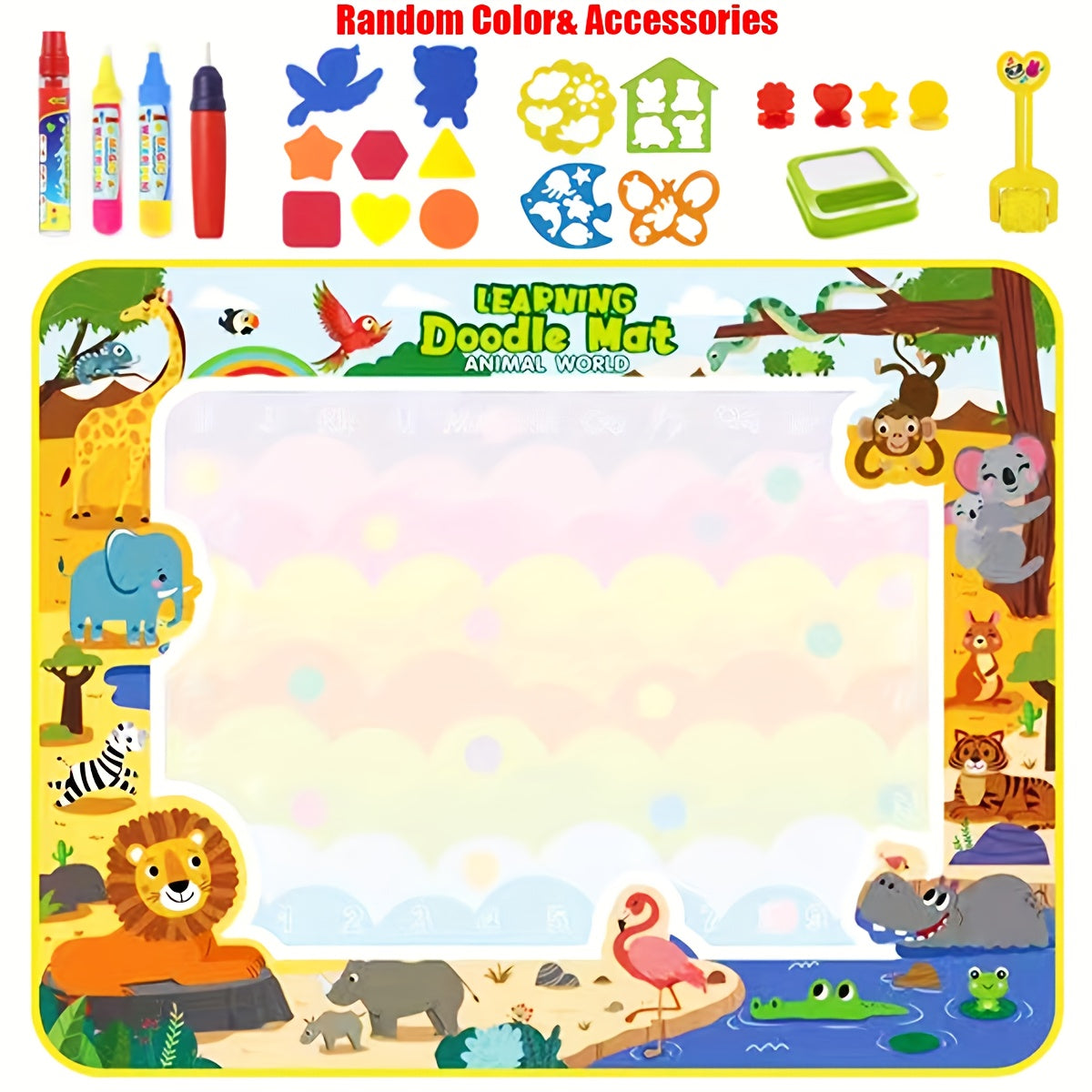 X-Large Water Doodle Mat with Stickers & Markers Mess-Free Art Activity