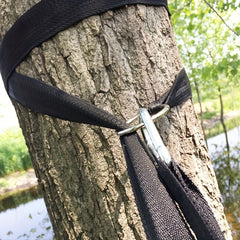 Anti Rollover Canvas Hammock with Curved Wooden Stick, Outdoor Leisure Hammock
