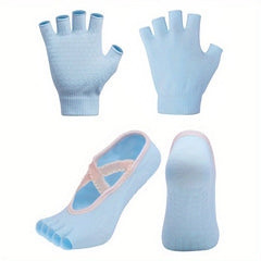 Fitness Gloves & Toeless Yoga Socks Set - Improve Performance