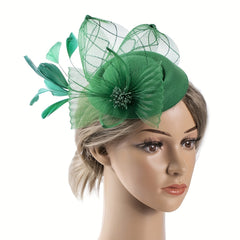 Women Flower Feather Hair Clip Head Piece Horse Race Wedding Hat
