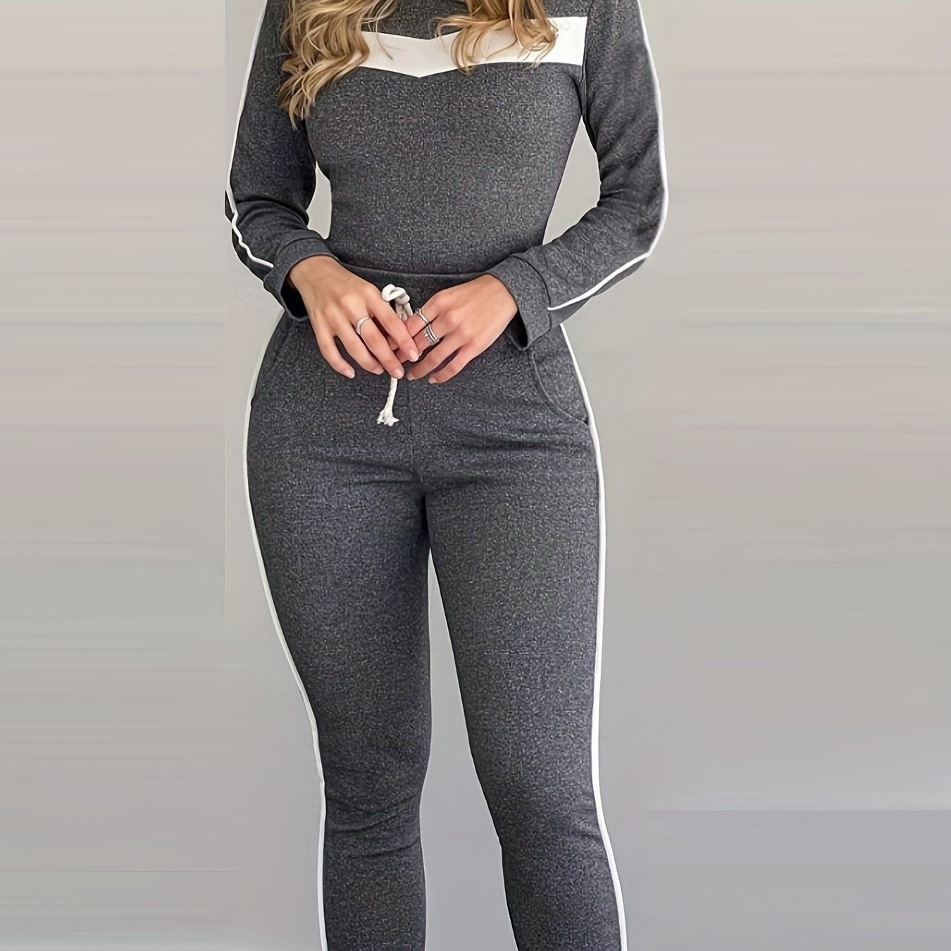 Striped Print Casual Two-piece Set