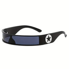 Y2K Wrap Around Sunglasses Futuristic Star Decor Glasses UV400