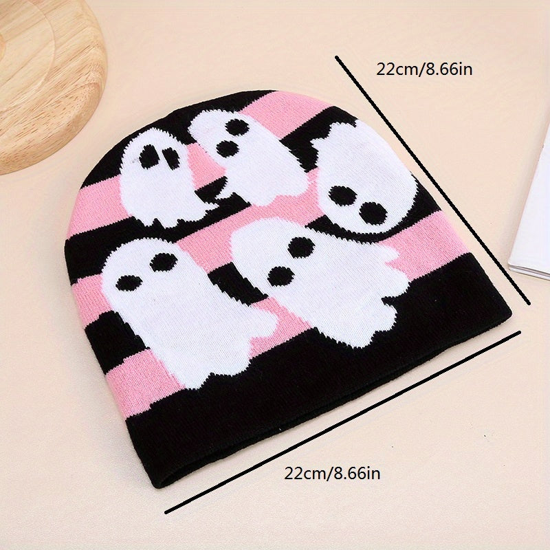 Skull Pattern Knit Beanie Hat for Men and Women