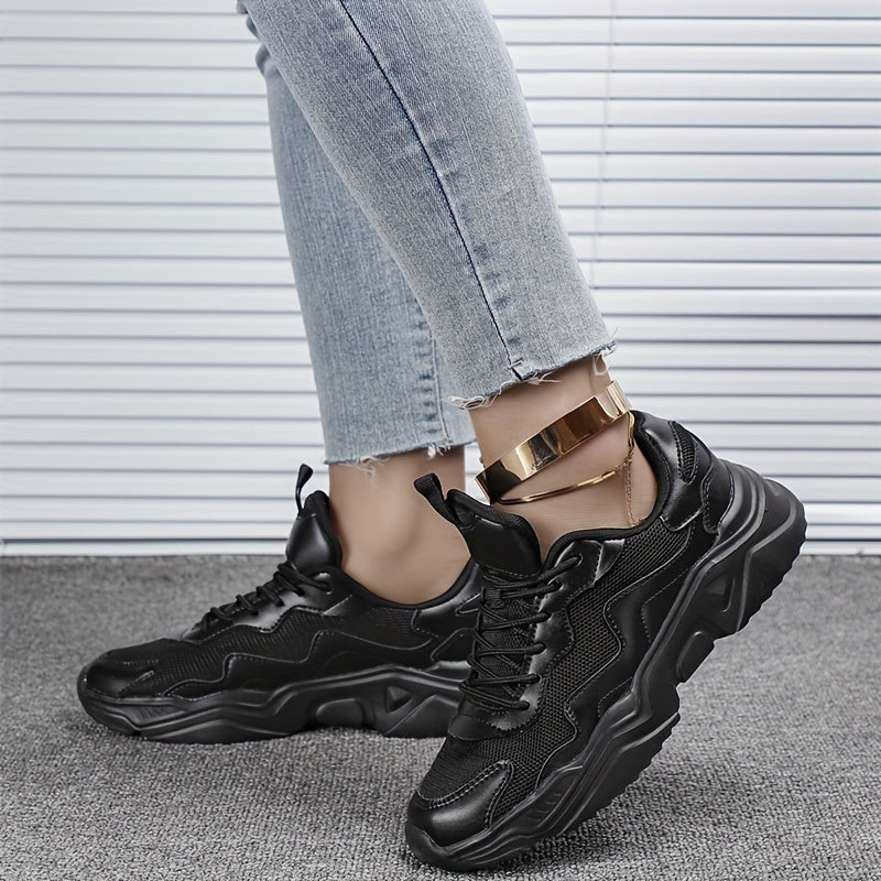 Women's Mesh Chunky Sneakers Breathable Non-slip Lace-up Running Shoes