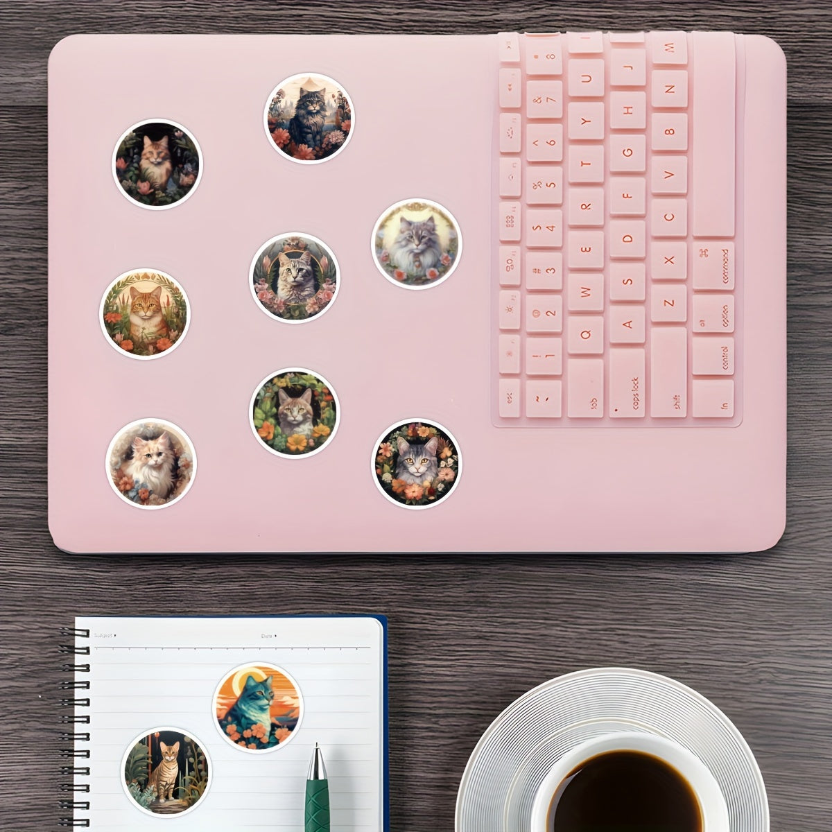 500pcs Cat Stickers Roll Vinyl Stickers for Scrapbook Laptop Bumper Skateboard