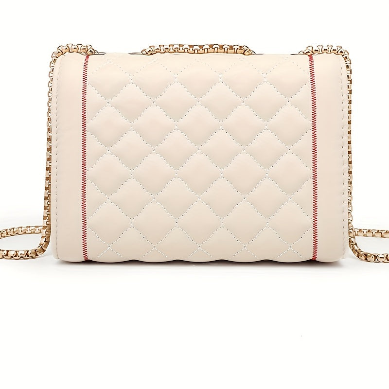 Argyle Pattern Square Bag Quilted Flap Chain Bag Classic Purse