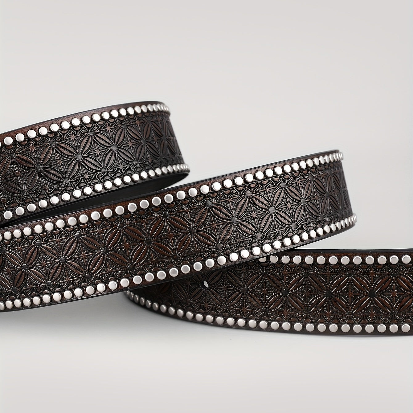 Floral Pattern Casual Belt Vintage Western Cowboy Leather Belt