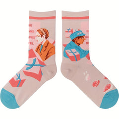Illustration Print Socks Funny Mid Tube Women's Stockings