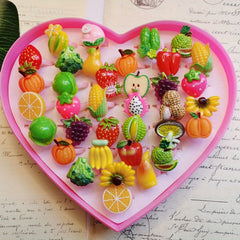 10pcs Girls Multicolor Food Fruit Animal Ring Princess Dress Up Accessory Set
