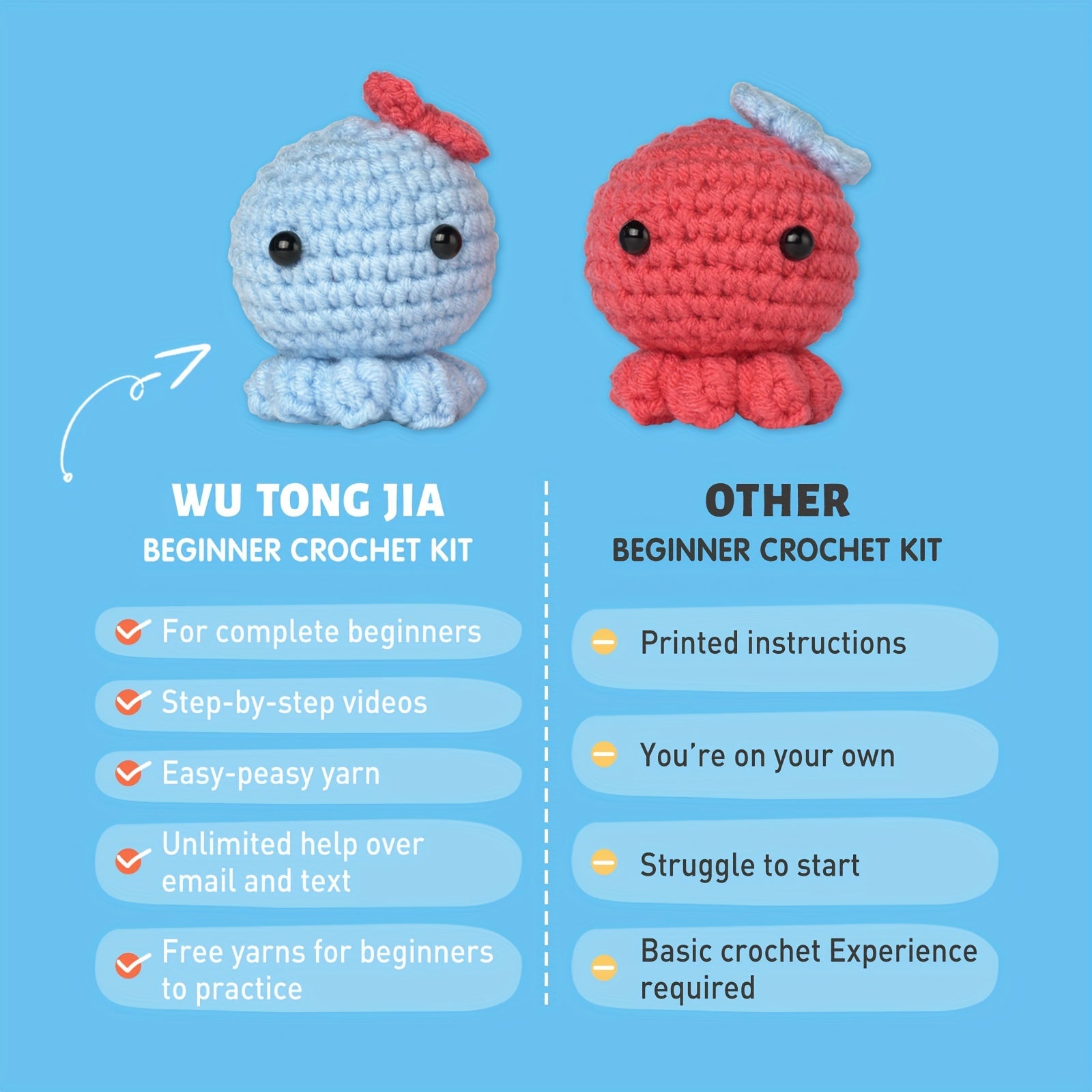 Crochet Kit with Step Guide for Easy Birthday Gifts