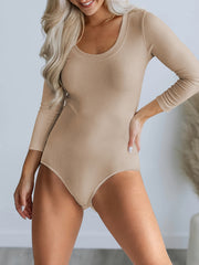 Slim Crew Neck Knitted Bodysuit Long Sleeve Women's Clothing