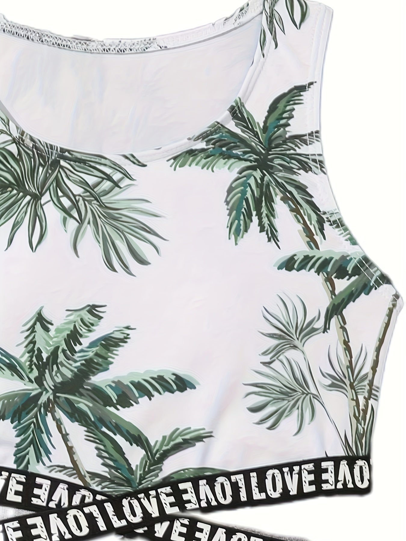 Girls Coconut Tree Graphic Swimwear Set for Summer Beachwear
