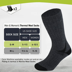 3pcs Men's Outdoor Wool Socks - Shock Absorbing & Warm for Running Skiing