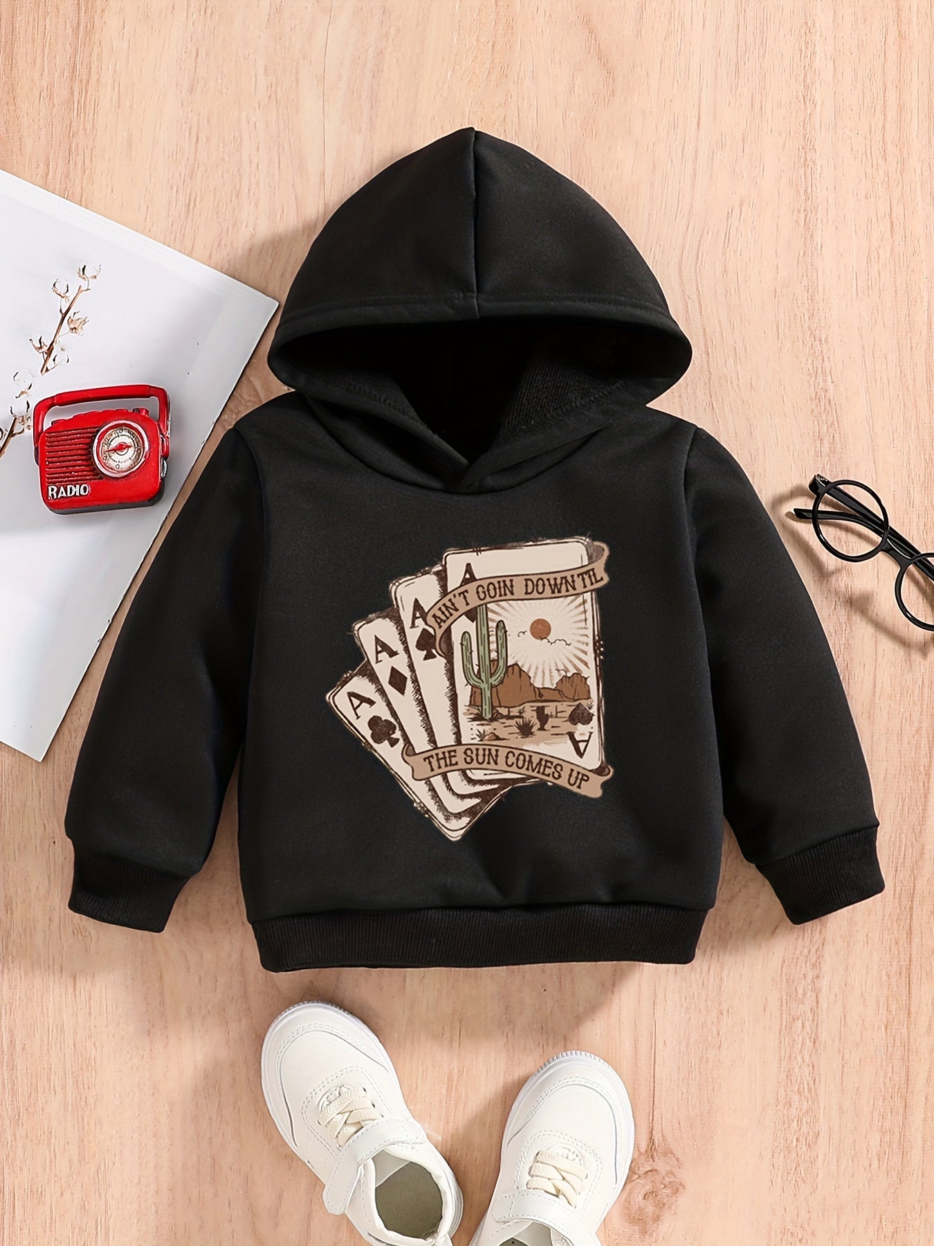 Desert Scenery Poker Graphic Baby Hooded Sweatshirt