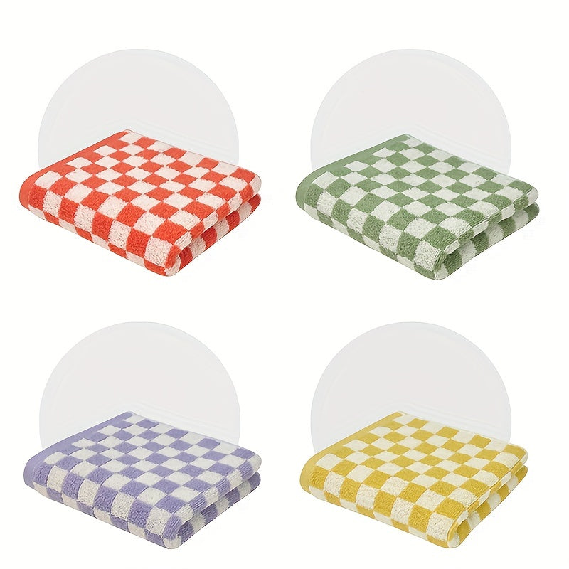 Checkerboard Pattern Cotton Hand Towel Soft Skin-friendly Face Towel