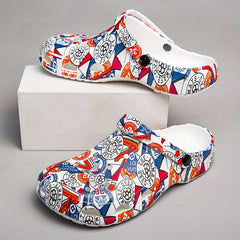Women's Floral Pattern Clogs Slip On Pillow Slides