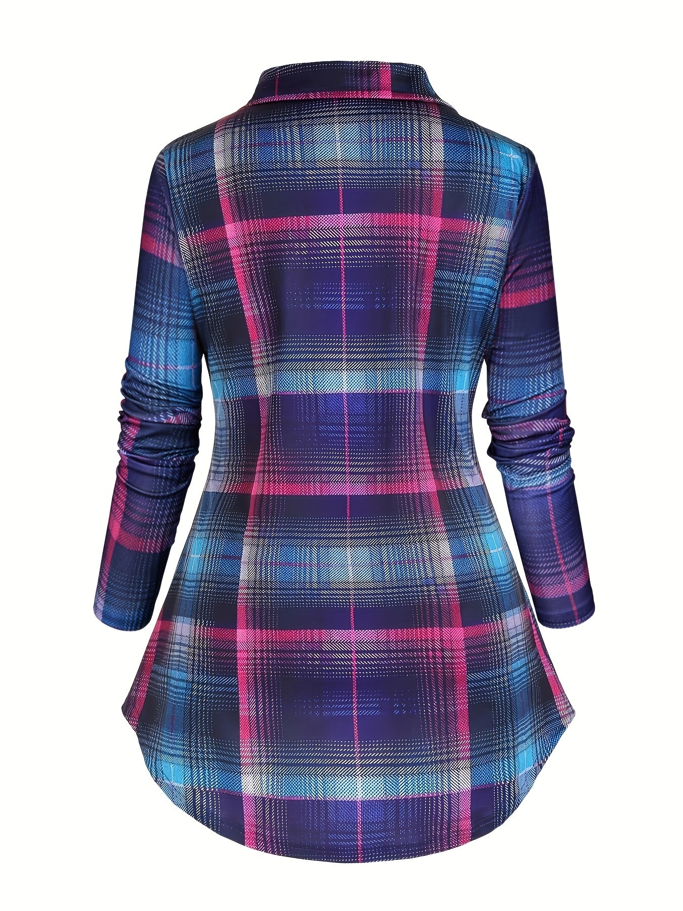 Plaid Button Up Blouse & Cami Top Outfit Set