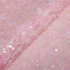 Embroidered Sequined Butterfly Mesh Tulle Fabric for Wedding Dress Gowns