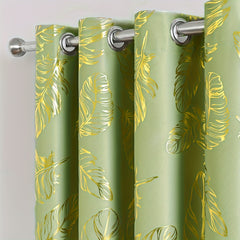 Bronzing Feather Pattern Green Curtain Modern Classic European Style