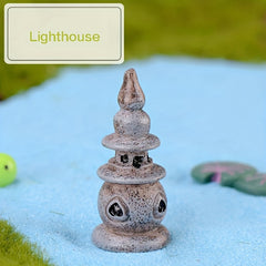 Fairy Garden Bridge Lighthouse Pond Statue DIY Craft Decoration