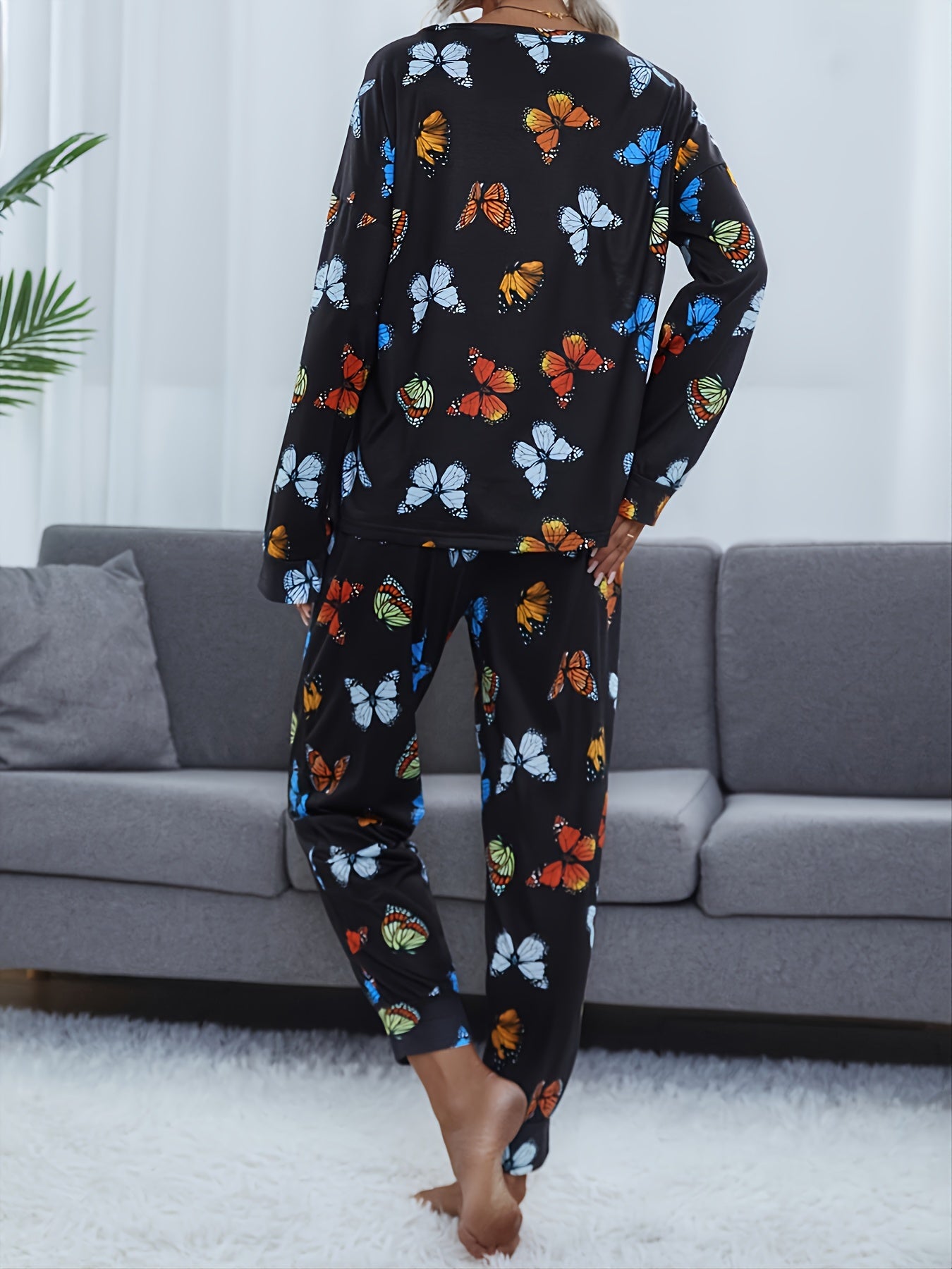 Tie Dye Print Lounge Set Long Sleeve Top & Pants Women's Loungewear