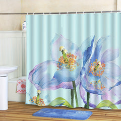 Flower Pattern Shower Curtain Waterproof Fabric