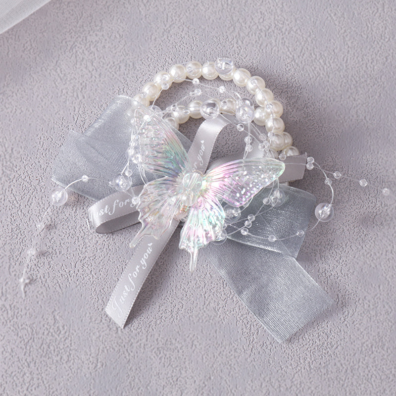 Pearl Flower Bridal Bracelet Bridesmaid Wedding Butterfly Crystal Bracelet