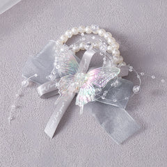 Pearl Flower Bridal Bracelet Bridesmaid Wedding Butterfly Crystal Bracelet