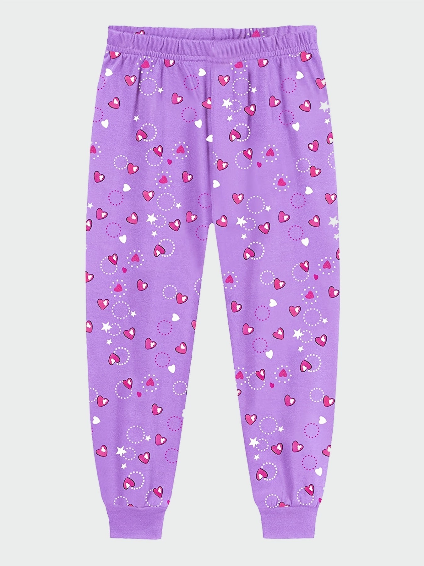 Girls Unicorn Print Pajamas Set Long Sleeve T shirt & Heart Print Pants