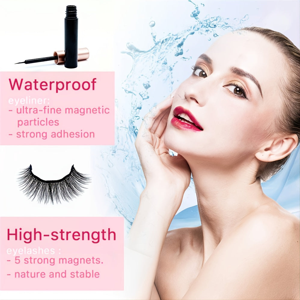 3 Pairs Magnetic Eyelashes 3D Mink Makeup Lashes Set Natural False Lashes