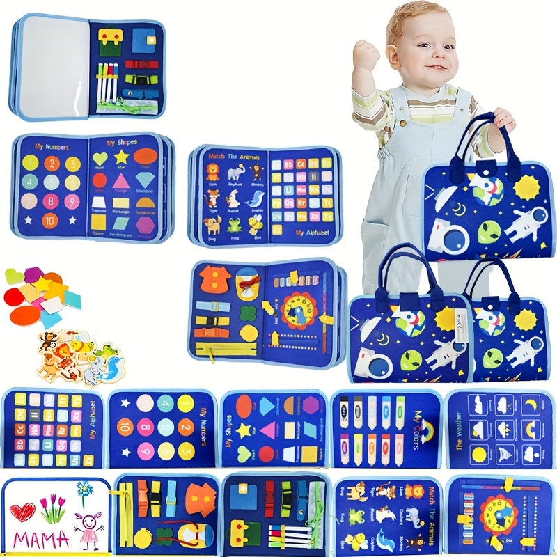 HOTMIR Space Busy Board Toy Felt Sensory Travel Puzzle