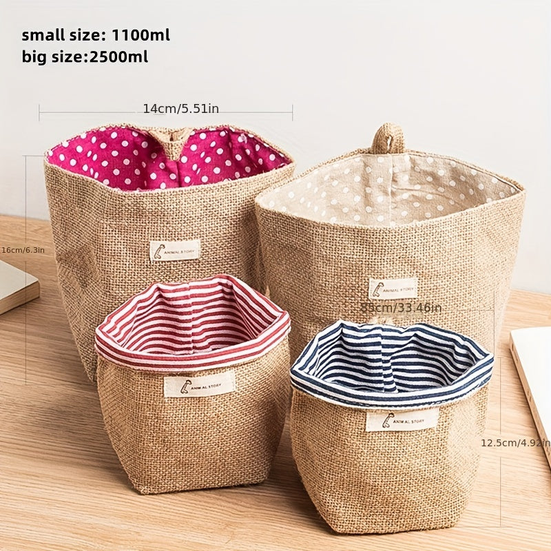 Cotton Linen Flower Pot Small Hemp Bag Hanging Bag Storage Organizer