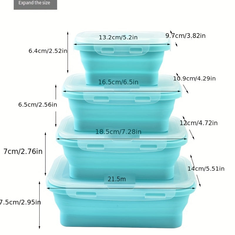 3pcs Collapsible Silicone Lunch Bento Box Portable Food Storage Container