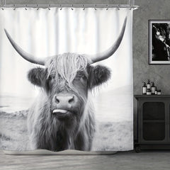 Highland Cow Shower Curtain with 12 Hooks