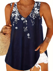 Floral Print V Neck Tank Top
