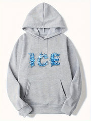 ICE Print Hoodie Long Sleeve Top Men's Clothes For Spring Fall Winter
