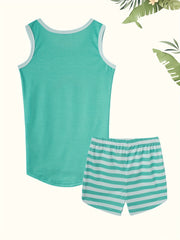 Girl's 2pcs PJ Tank Top & Shorts Set Magical Shell Print Loungewear