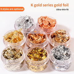 Golden Silvery Nail Foil Flakes 3D Glitter Art Decoration
