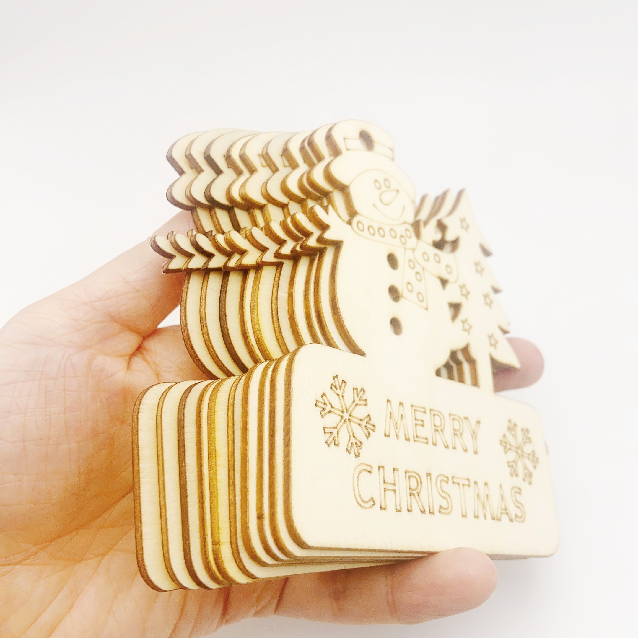 10pcs DIY Blank Christmas Wooden Sheet Decoration Gift
