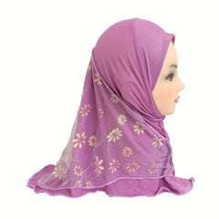 Splicing Mesh Ethnic Turban Worship Hat For Girls