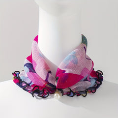 Flower Print Ruffle Scarf Elastic Neckerchief Infinity Scarf