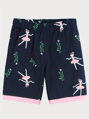 2pcs Toddler Girls Cotton Pajamas Set with Ballerina Graphic Tee & Floral Shorts