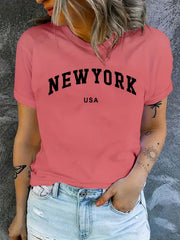 USA Letter Graphic Versatile T-shirts Loose Casual Sports Summer Top