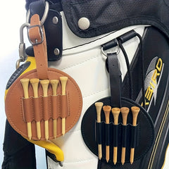 Golf Tee Bag PU Leather Durable with 5 Slots