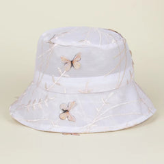 Lace Breathable Bucket Hat with Butterfly Embroidery