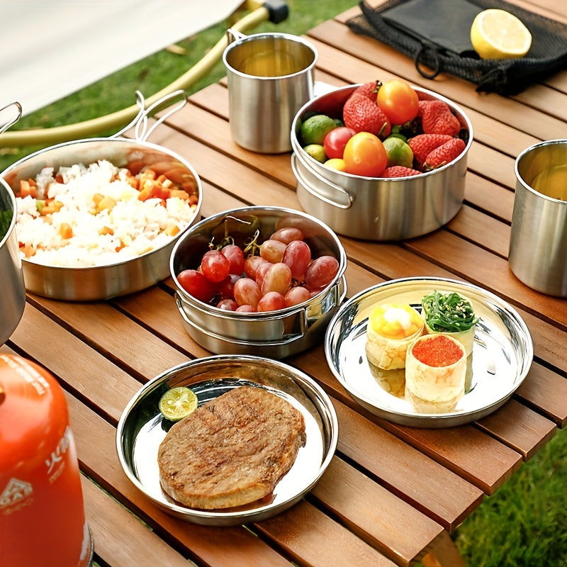 304 Stainless Steel Camping Cutlery Foldable Handle Bowel
