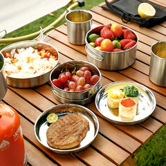 304 Stainless Steel Camping Cutlery Foldable Handle Bowel